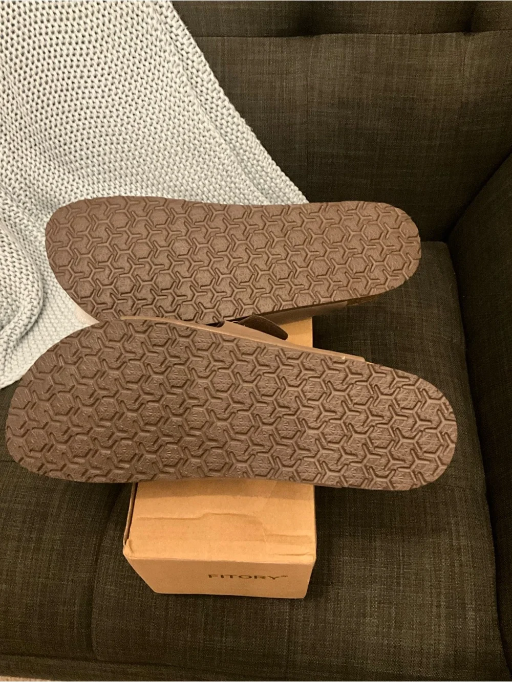 Fitory Balance Men’s Sandals Arch Support Slides with Adjustable Buckle Straps